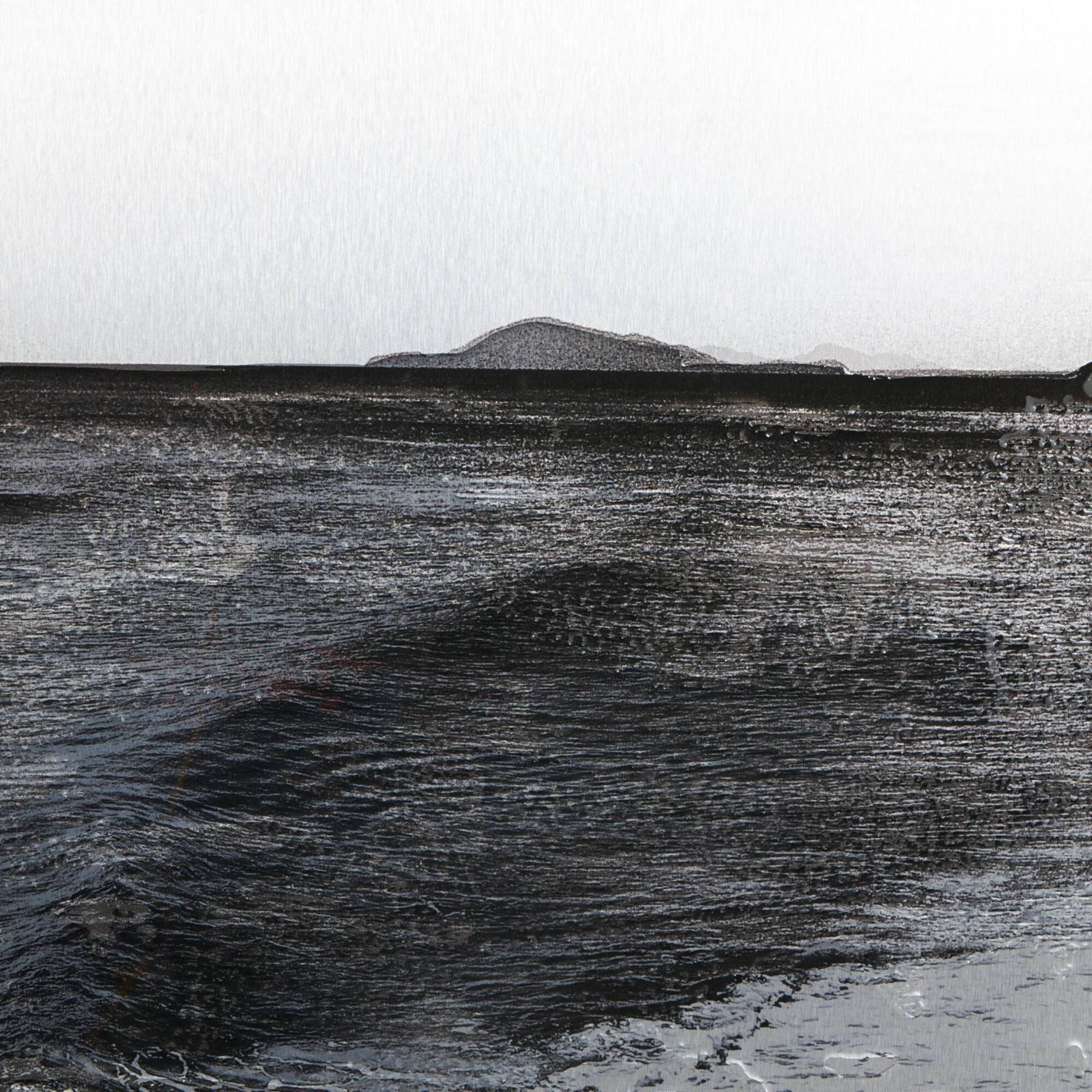 Silver Canvas Ocean Landscape Textured Framed Wall Art with Black & White Accents